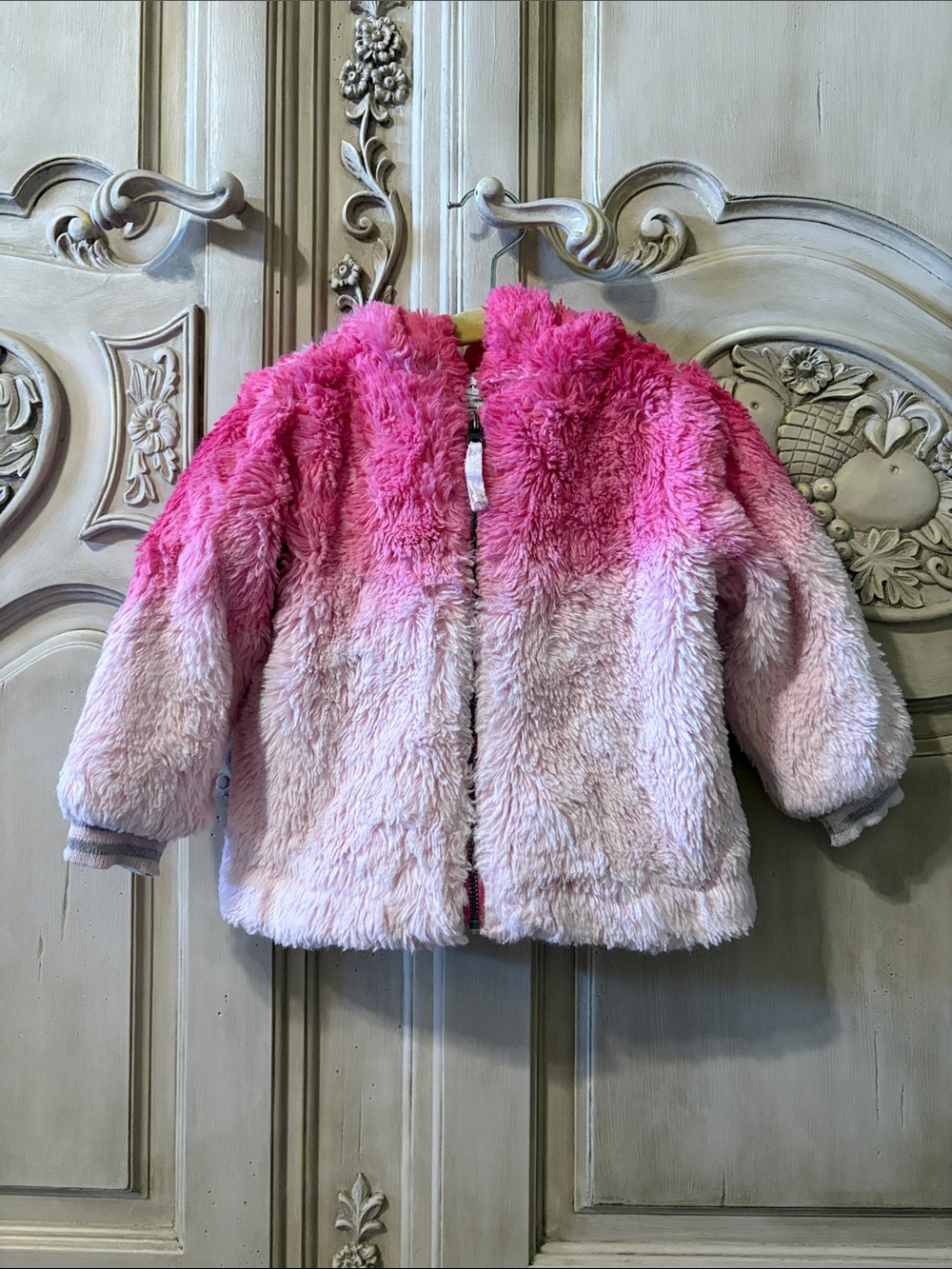 Splendid Pink Ombre Faux Fur Puffer Jacket